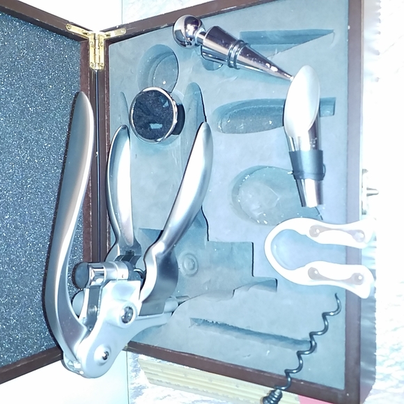 WINE OPENER SET Wood Box 6 piece Deluxe Gift Set - Picture 7 of 9